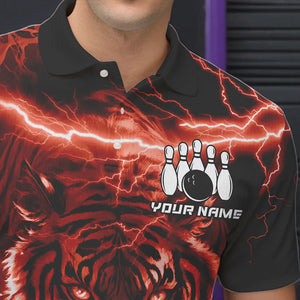 Personalized Red Lightning Thunder Storm Tiger Bowling Shirts For Men Custom Bowling Team Jerseys NQS9683