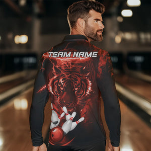 Personalized Red Lightning Thunder Storm Tiger Bowling Shirts For Men Custom Bowling Team Jerseys NQS9683