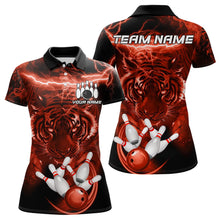 Load image into Gallery viewer, Personalized Red Lightning Thunder Storm Tiger Bowling Shirts For Women Custom Bowling Team Jerseys NQS9683
