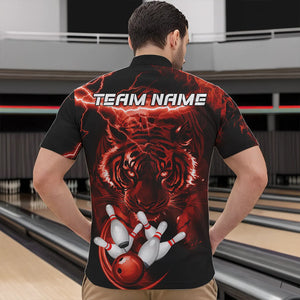 Personalized Red Lightning Thunder Storm Tiger Bowling Shirts For Men Custom Bowling Team Jerseys NQS9683