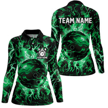 Load image into Gallery viewer, Green camo Bowling ball Womens bowling shirts custom bowling jerseys, bowl gifts for ladies NQS7628