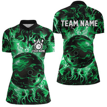 Load image into Gallery viewer, Green camo Bowling ball Womens bowling shirts custom bowling jerseys, bowl gifts for ladies NQS7628