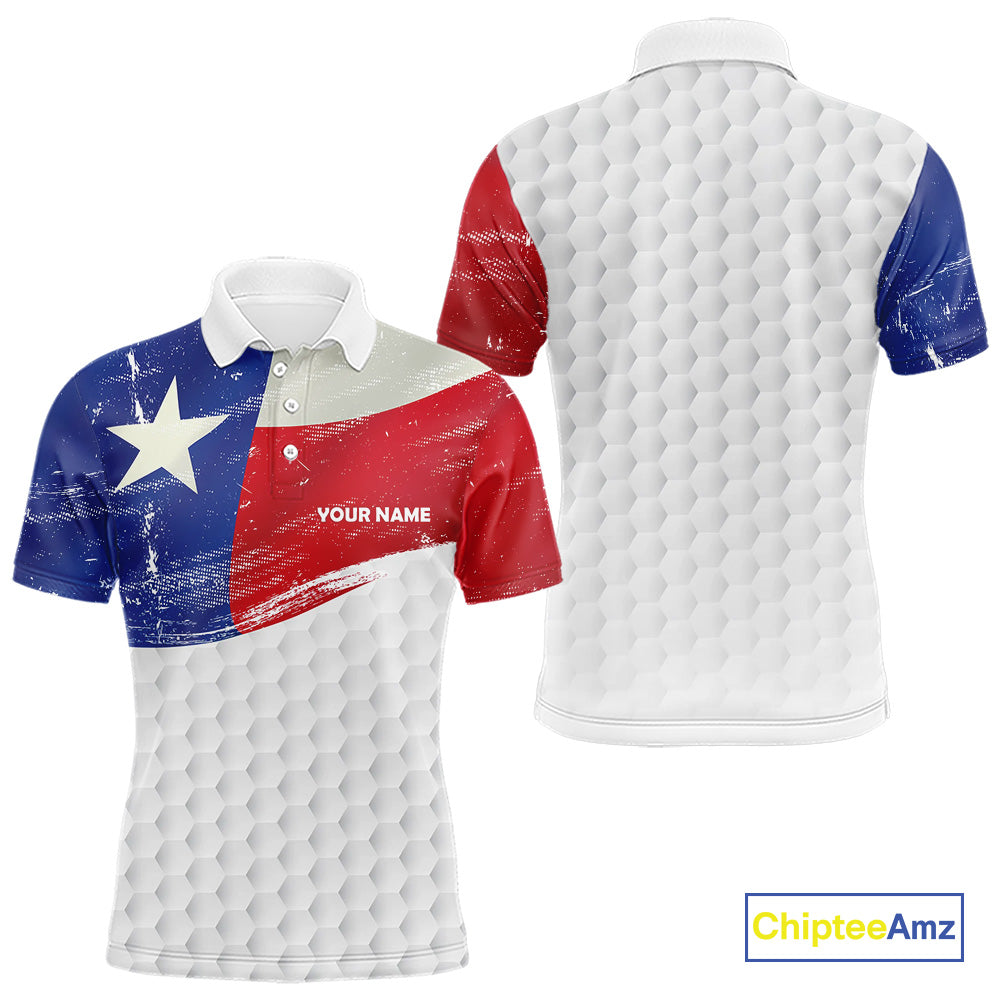 Mens golf polo shirts Texas flag patriotic custom name golf shirts for men, gift for the golfers NQS9968