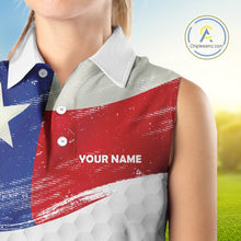 Load image into Gallery viewer, Women sleeveless golf polo shirts Texas flag patriotic custom ladies golf shirts, gift for the golfers NQS9968