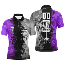 Load image into Gallery viewer, Custom name and number Disc Golf basket Men polo shirts, disc golf shirts for men | Purple NQS8053