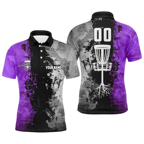 Custom name and number Disc Golf basket Men polo shirts, disc golf shirts for men | Purple NQS8053