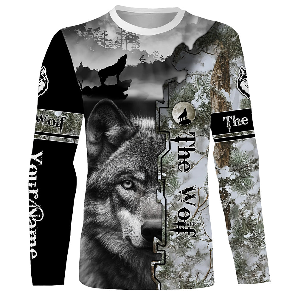 The Wolf Winter Camo Predators Hunting Customize Name 3D All Over Printed Shirts Personalized gifts NQS717