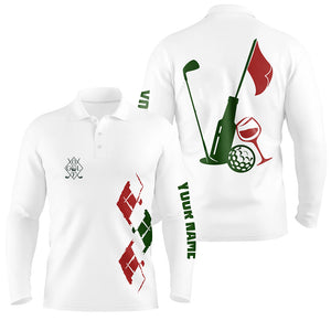 Mens golf polo shirts custom vintage golf and wine golf clubs Christmas polo shirts NQS6598