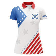 Load image into Gallery viewer, Red, white and blue matching team golf shirts custom American Flag patriotic his and her golf outfits NQS8354