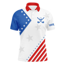 Load image into Gallery viewer, Red, white and blue golf polo for men custom American Flag men&#39;s patriotic polo shirts NQS8354