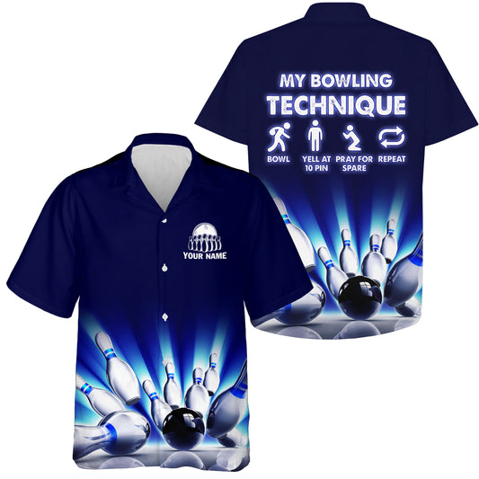 Custom Hawaiian bowling shirt for bowling – personalized team jersey front view