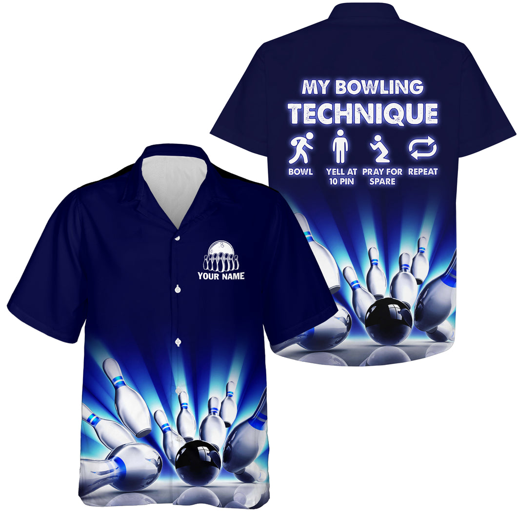 My bowling technique custom name funny bowling Hawaiian Shirt, Personalized team bowling jerseys NQS4674