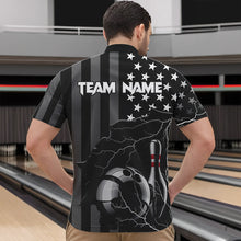Load image into Gallery viewer, Personalized Black American flag Lightning thunder Custom Bowling Team Shirts For Mens Bowling Jersey NQS9538