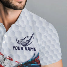 Load image into Gallery viewer, Personalized American Flag Eagle White Men golf polo shirts Custom patriotic golf tops for Men NQS9541