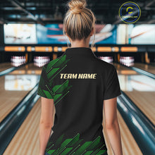 Load image into Gallery viewer, Black &amp; Green Camo Skull Lightning Bowling Polo, 1/4 zip shirts for Women Custom Team bowling Jersey NQS11657