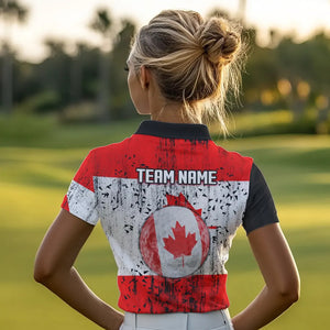 Personalized Black Camo Golf Polo Shirts For Women Custom Canadian Flag patriotic golf shirts outfit NQS9699