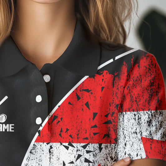 Personalized Black Camo Womens golf shirts sleeveless Custom Canadian Flag patriotic golf shirt outfit NQS9699