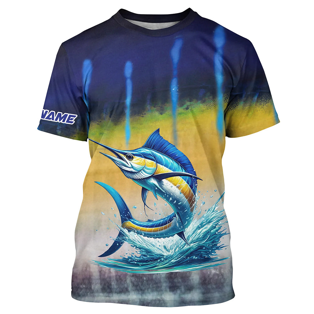 Personalized Marlin Fishing jerseys, Marlin scales UV protection performance saltwater fishing shirt NQS5254