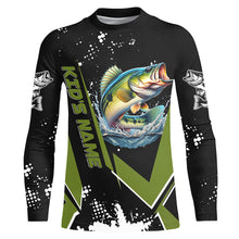 Load image into Gallery viewer, Personalized Largemouth Bass Fishing Jerseys, Black and Green Bass Fishing Tournament Shirts NQS7839