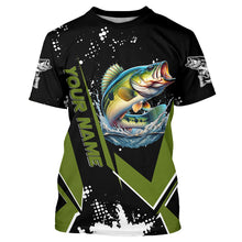 Load image into Gallery viewer, Personalized Largemouth Bass Fishing Jerseys, Black and Green Bass Fishing Tournament Shirts NQS7839