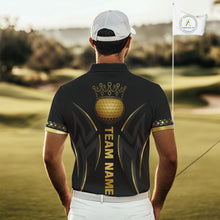 Load image into Gallery viewer, Black and Gold crown Men golf polo shirts Custom Golf Team jerseys, cool golf gifts NQS10125