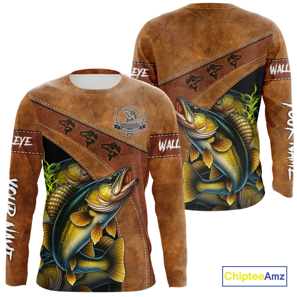Walleye fishing UV protection custom name fishing shirts, performance shirts for men, women, kid NQS10265