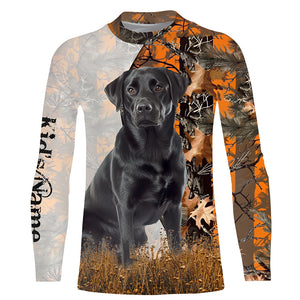 Black Labrador Retriever dog hunting orange camo Custom Name Full Printing Shirts, Labs Hunting Gifts NQS4137