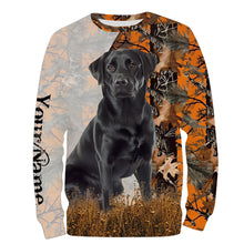 Load image into Gallery viewer, Black Labrador Retriever dog hunting orange camo Custom Name Full Printing Shirts, Labs Hunting Gifts NQS4137