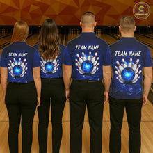 Load image into Gallery viewer, Blue galaxy Butterfly Bowling Polo, Quarter Zip shirts For Women Custom Butterfly Team bowling jersey NQS11268