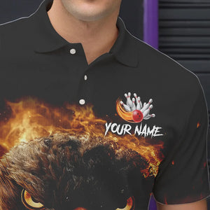 Flame Eagle Mens Bowling Polo, Quarter Zip Shirt Custom team Mens bowling outfit gifts for bowlers NQS9708