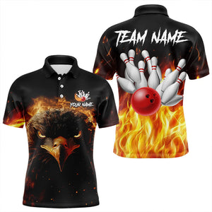 Flame Eagle Mens Bowling Polo, Quarter Zip Shirt Custom team Mens bowling outfit gifts for bowlers NQS9708