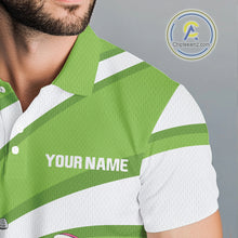 Load image into Gallery viewer, Funny Pink Flamingo Golf Polo Shirts for Men Custom Green and White mens golf attire NQS11747