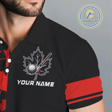 Load image into Gallery viewer, Black and Red maple leaf pattern Men golf polo shirts Custom Canadian Flag patriotic mens golf top NQS10139