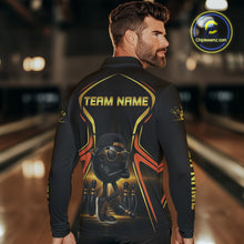 Load image into Gallery viewer, Black and Gold Funny bowling ball and pins Bowling shirts for Men Custom cool bowling team jerseys NQS10273