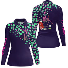 Load image into Gallery viewer, Green leopard Womens golf polo shirt custom purple ladies golf top flamingo golf wine shirts NQS6400