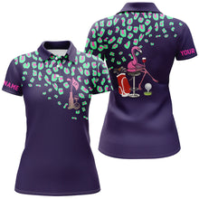 Load image into Gallery viewer, Green leopard Womens golf polo shirt custom purple ladies golf top flamingo golf wine shirts NQS6400