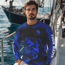 Load image into Gallery viewer, Largemouth Bass fishing jersey Custom UV protection performance bass fishing tournament shirts | Blue NQS9395