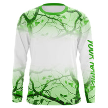 Load image into Gallery viewer, Personalized name White and Green Camo performance long sleeve team fishing tournament shirts NQS9554
