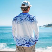 Load image into Gallery viewer, Personalized name White and Blue Camo performance long sleeve team fishing tournament shirts NQS9555
