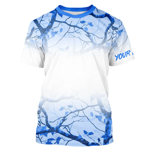 Personalized name White and Blue Camo performance long sleeve team fishing tournament shirts NQS9555