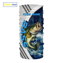 Load image into Gallery viewer, Blue and White Camo Largemouth Bass fishing Custom name sun protection Bass fishing team jerseys NQS9981