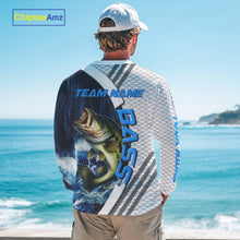 Load image into Gallery viewer, Blue and White Camo Largemouth Bass fishing Custom name sun protection Bass fishing team jerseys NQS9981