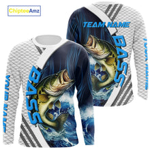Load image into Gallery viewer, Blue and White Camo Largemouth Bass fishing Custom name sun protection Bass fishing team jerseys NQS9981