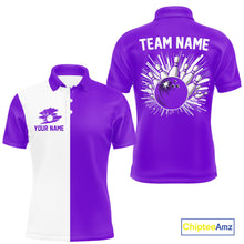 Load image into Gallery viewer, Purple and white Retro Bowling shirts For Men Custom team bowling jerseys gift for Bowlers NQS10145