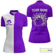 Load image into Gallery viewer, Purple and white Retro Bowling shirts For Women Custom team bowling jerseys gift for Bowlers NQS10145