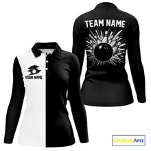 Load image into Gallery viewer, Black and white Retro Bowling shirts For Women Custom team bowling jerseys gift for Bowlers NQS10146