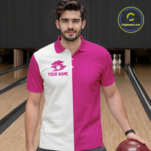 Load image into Gallery viewer, Pink and white Retro Bowling shirts For Men Custom team bowling jerseys gift for Bowlers NQS10147