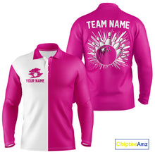 Load image into Gallery viewer, Pink and white Retro Bowling shirts For Men Custom team bowling jerseys gift for Bowlers NQS10147