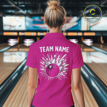 Load image into Gallery viewer, Pink and white Retro Bowling shirts For Women Custom team bowling jerseys gift for Bowlers NQS10147