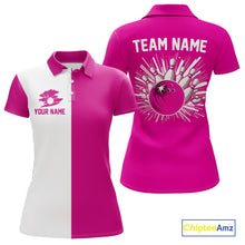 Load image into Gallery viewer, Pink and white Retro Bowling shirts For Women Custom team bowling jerseys gift for Bowlers NQS10147